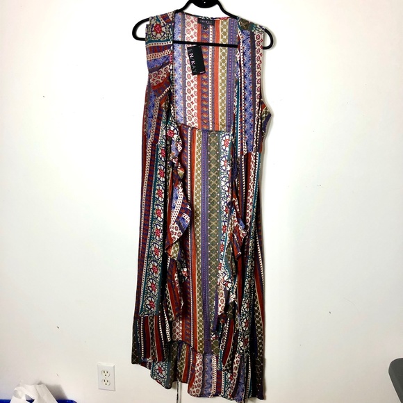 NWT En/Kay by Navleen Print Wrap Dress Large Sleeveless Maxi - Picture 6 of 8